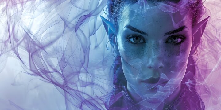 Portrait of a female elf rogue character illustration. Concept Fantasy Character, Female Rogue, Elf Warrior, Magical Portrait, Dungeons and Dragons