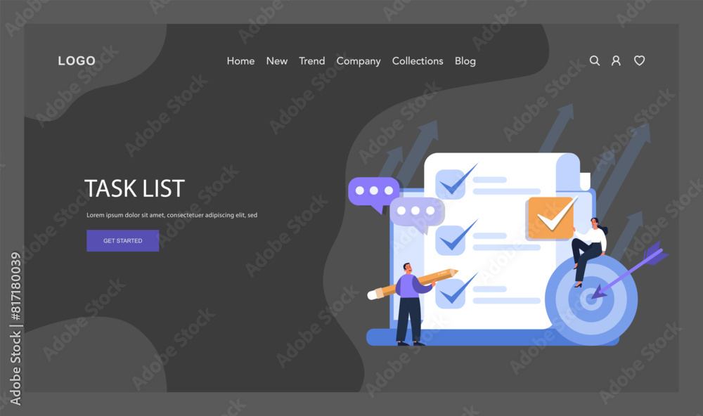 Poster efficient team streamlining tasks, with a giant checklist backdrop
