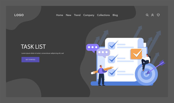 Efficient team streamlining tasks, with a giant checklist backdrop