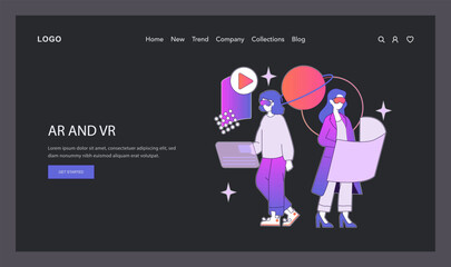 ar and vr2. Flat Vector Illustration