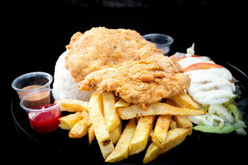 chicken broasted or Fried chicken Broasted chicken is battered and cooked in oil as well, Crispy fried chicken broast