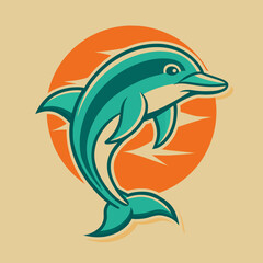 simple-smile-dolphin-logo-design--vintage-retro-ve