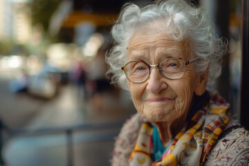 Elderly woman with gentle smile in her home, her eyes reflecting a lifetime of memories.

