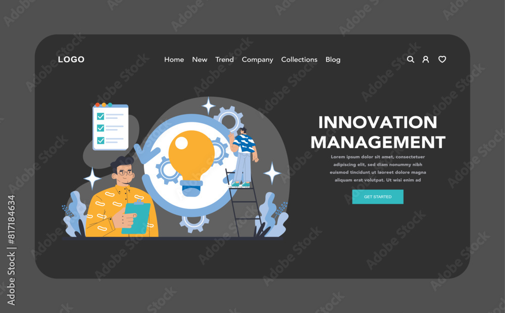 Poster operational processes and technologies concept. flat vector illustration.