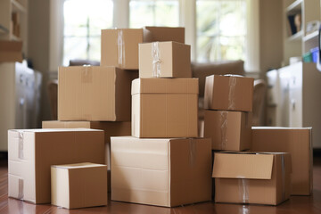 Cardboard boxes stacked