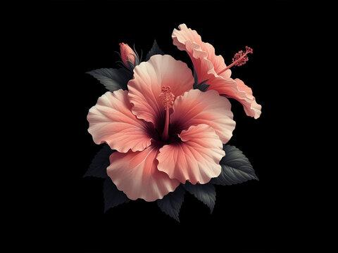 Fiore di ibisco rosa su sfondo nero