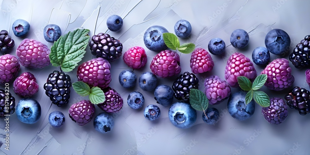 Poster vibrant colorful image of ripe berries creating an appetizing and visually stunning scene. concept f