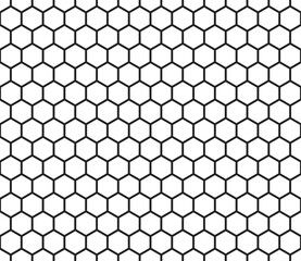 Naklejka premium Honeycomb mosaic hexagons background. Plain hexagon grid with bold cells. Seamless tileable vector illustration.