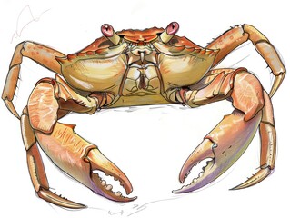 emperor crab curved claws reds, oranges, with background