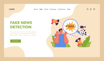 Fake news detection concept. Flat vector illustration