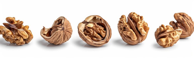 Fototapeta premium walnut set isolated on white background