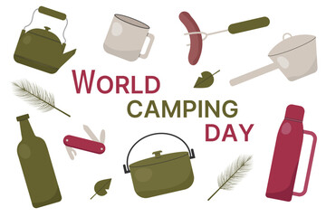 Vector holiday card. World Camping Day. Background for the holidays.