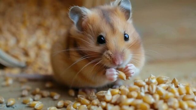 hamster eating corn