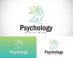 Psychology logo creative health mind mental smart nature leave design concept