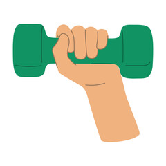 Dumbbell in hand, fitness concept, arm strength, sport and healthy lifestyle
