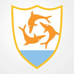 Anguilla coat of arms vector illustration isolated. Caribbean island national symbol. United Kingdom territory. Offshore financial center. Anguilla emblem, part of flag. National banner symbol.