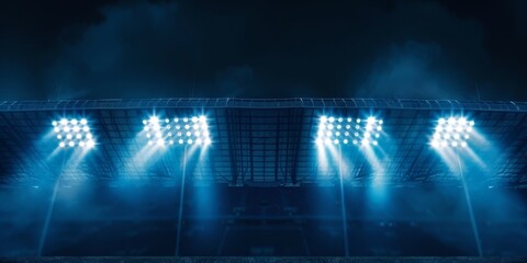 Stadium Illuminated With Blue Lights