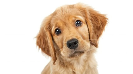 golden retriever puppy, white background