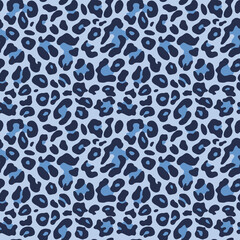 
Leopard skin texture blue background, vector trendy pattern, seamless illustration