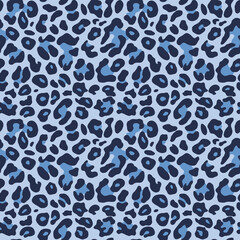 
Leopard skin texture blue background, vector trendy pattern, seamless illustration