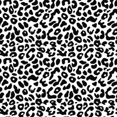 
Leopard print vector seamless pattern, black and white background, stylish design for textiles