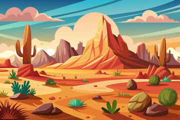 Desert Landscape Vector Illustration