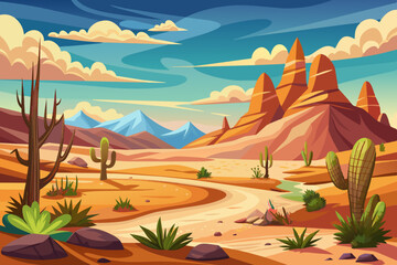 Desert Landscape Vector Illustration