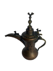 Antique Brass Arabic Coffee Pot with Ornate Design