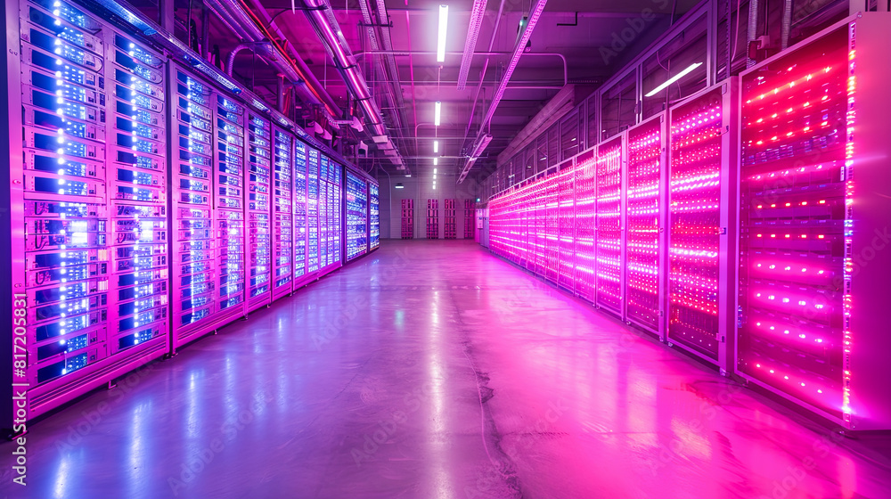 Aufkleber network server room data center with rows of server racks ready for data storage