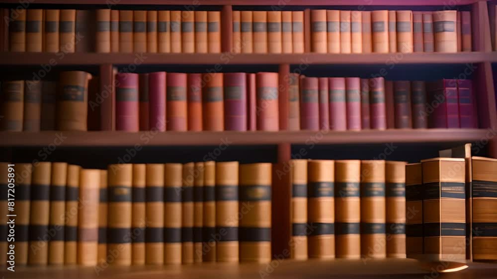 Poster array of books on library shelf generative ai