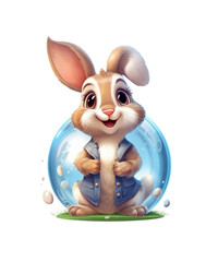 Cute rabbit on a transparent background. Clipart PNG.