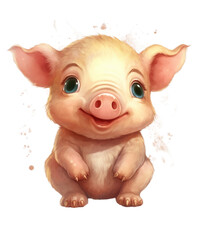 Cute pig on a transparent background. Clipart PNG.