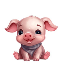 Cute pig on a transparent background. Clipart PNG.