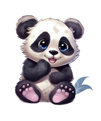 Cute panda on a transparent background. Clipart PNG.