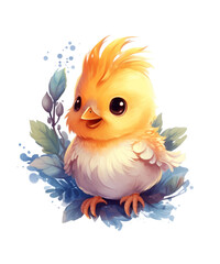 Cute cartoon birds on a transparent background. Clipart PNG.