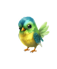 Cute cartoon birds on a transparent background. Clipart PNG.