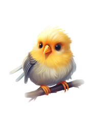 Cute cartoon birds on a transparent background. Clipart PNG.