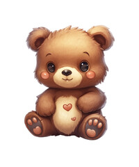 Cute Anime bear on a transparent background. Clipart PNG.