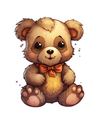 Cute Anime bear on a transparent background. Clipart PNG.