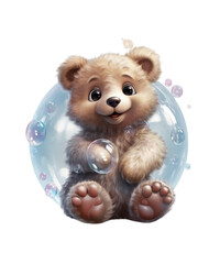 Cute Anime bear on a transparent background. Clipart PNG.