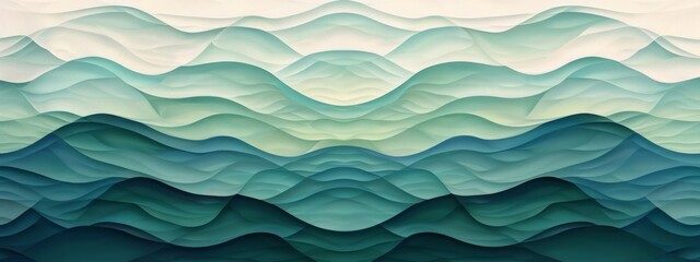 Obraz premium A calming, geometric pattern of waves in shades of blue and green.