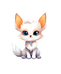 Cute Little Fox Cartoon on a transparent background. Clipart PNG.