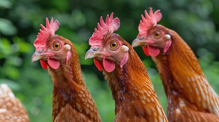 Fototapeta premium Charming Chicken Scene with Lush Green Foliage