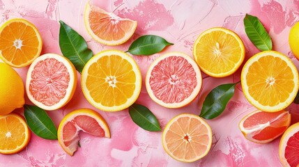 Vibrant Citrus Display with Fresh Greens