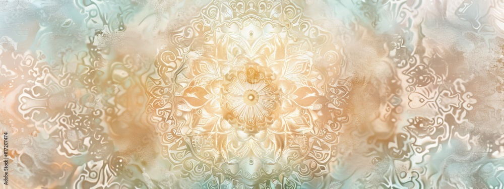 Poster a calming, mandala background with intricate patterns and soft colors.