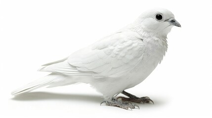 Upright Perched White Bird with Black Markings