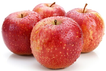 Fresh Red Apples Pyramid on White Surface