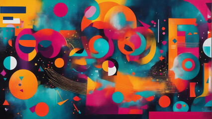 Obraz premium colorful contemporary modern art background with retro shapes. Highly detailed illustration