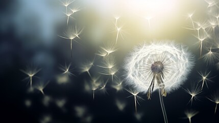 Fototapeta premium Abstract copy space image of a large dandelion illuminated 