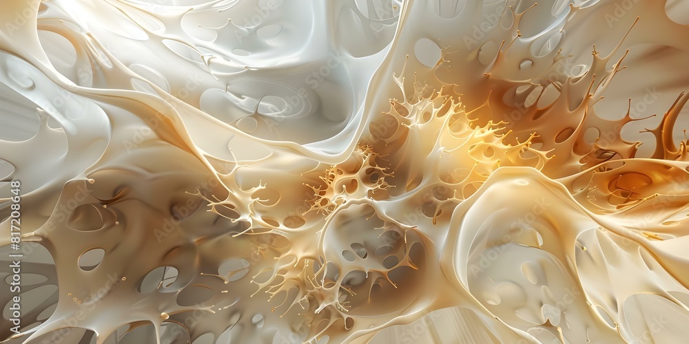 Poster abstract medical image showcasing intricate cellular structures under a microscope. concept medical 